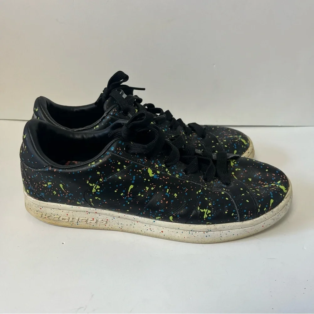 Skechers The Painter Lace Up Sneaker Black Splatter‎ Women's 11